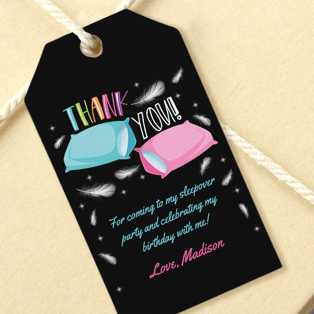 Etiqueta Para Presente Rainbow Slumber Party Sleepover Obrigado (Criador carregado)
