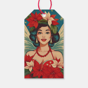 Etiqueta Para Presente Rainha da Beleza do Natal Tropical de Retro