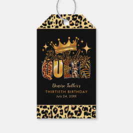 Etiqueta Para Presente Rainha de Aniversário de Leopardo Divertido Trinta
