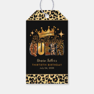 Etiqueta Para Presente Rainha de Aniversário de Leopardo Divertido Trinta