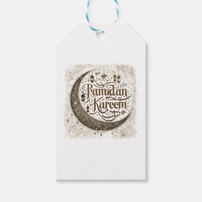 Etiqueta Para Presente Ramadan Mubarak Celebra dos Lanternas Tradicionais (Frente)