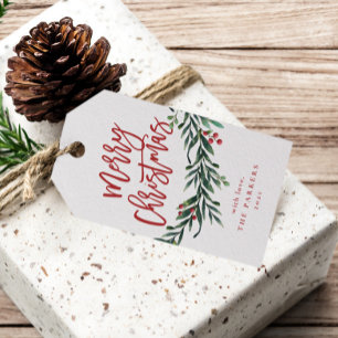 Etiqueta Para Presente Ramo de feliz natal com bagas