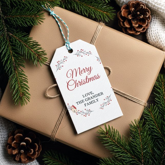 Etiqueta Para Presente Ramo De Frutas De Natal (Elegant Merry Christmas Gift Tags)