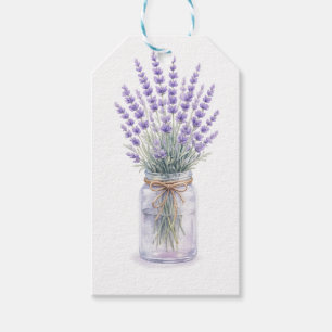 Etiqueta Para Presente Ramo de Lavanda em Tag de Presente de Aquarela de
