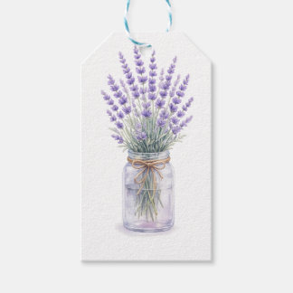 Etiqueta Para Presente Ramo de Lavanda em Tag de Presente de Aquarela de 