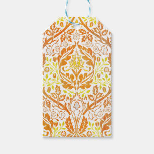 Etiqueta Para Presente Ramo Dourado Floral Arte Laranja de William Morris