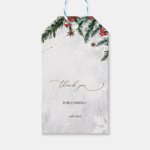 Etiqueta Para Presente Ramos de Inverno Frutas Vermelhas Flocos de Neve