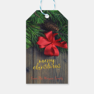 Etiqueta Para Presente Ramos de pinheiro do Natal do feriado, arco