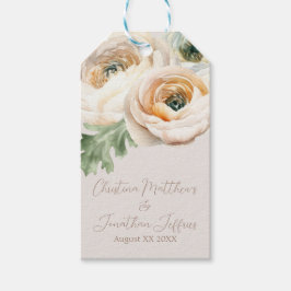 Etiqueta Para Presente Ranúnculo Romântico Pêssego em Marfim