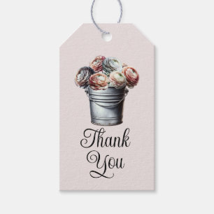 Etiqueta Para Presente Ranunculus em Tin Pail Rustic Glam Bridal Rosa
