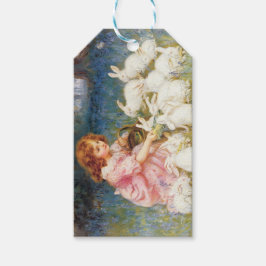 Etiqueta Para Presente Rapariga alimentando os coelhos (por Frederick Mor