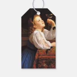 Etiqueta Para Presente Rapariga com um Pássaro (por William-Adolphe Bougu