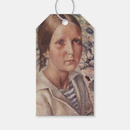 Etiqueta Para Presente Rapariga numa Praia de Pebble