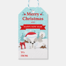Raposa Ártica Festiva com Chapéu de Papai Noel Nat