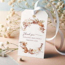 Etiqueta Para Presente Raposa da Floresta em Bege Rústico Obrigado