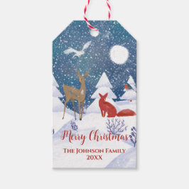 Etiqueta Para Presente Raposa Nórdica Moderna de Inverno Nórdico