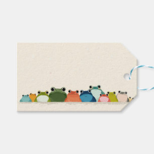 Etiqueta Para Presente Rãs Coloridas em Fila – Arte Minimalista de Animai