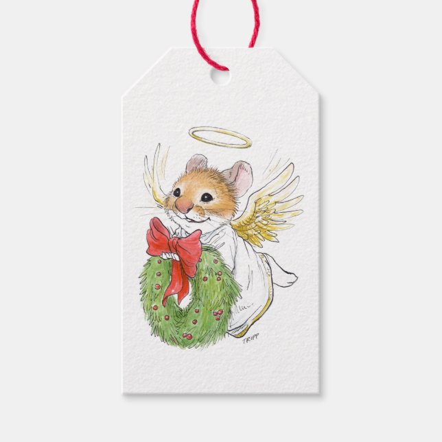 Etiqueta Para Presente Rato Anjo de Natal com Etiqueta de Presente de Fer (Frente)