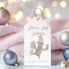 Etiqueta Para Presente Rato bonito com presentes para o Natal