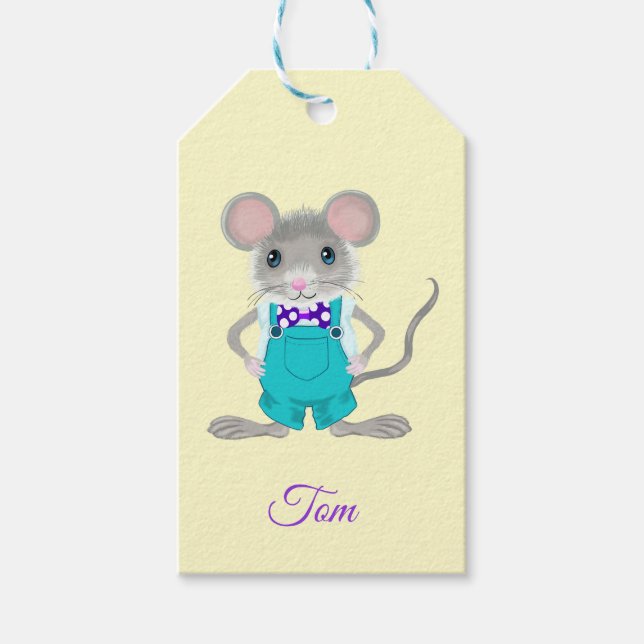 Etiqueta Para Presente Rato bonito e elegante (Frente)