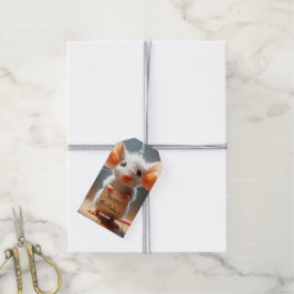 Etiqueta Para Presente Rato de Aniversário Com Placa de Papelão