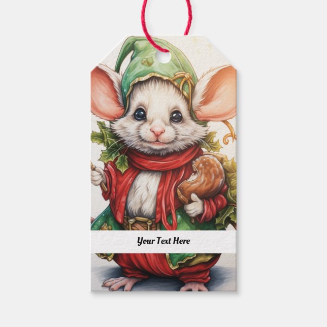 Etiqueta Para Presente Rato de Natal 46 Seu Texto Aqui (Frente)