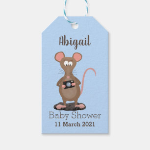 Etiqueta Para Presente Rato engraçado com ilustração de desenho animad
