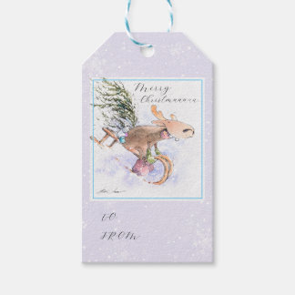 Etiqueta Para Presente Rebelde de Natal Pintado e coelho