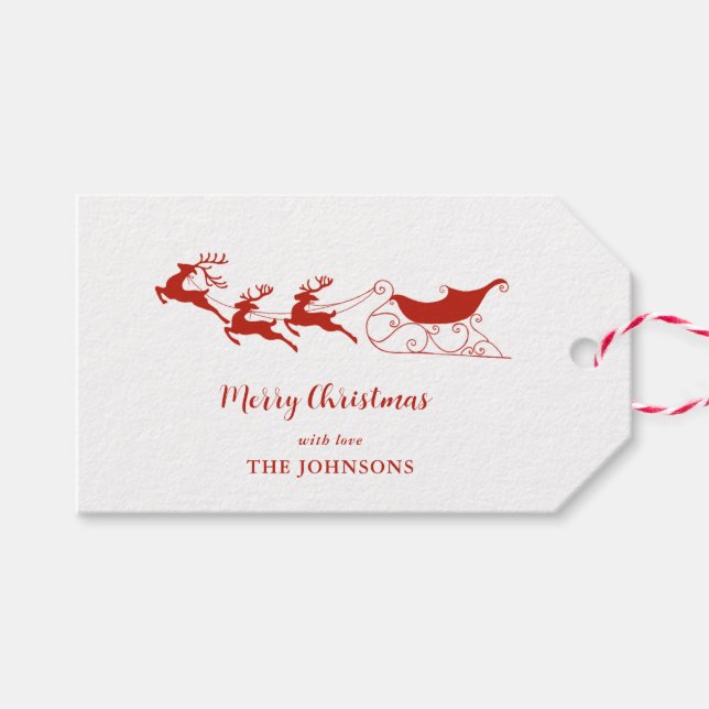 Etiqueta Para Presente Rebeldes e Sleigh Red & White Christmas (Frente (horizontal))