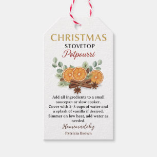 Etiqueta Para Presente Receita de Potpourri Caseiro de Natal para Fogão