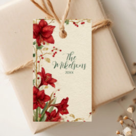Etiqueta Para Presente Red Amaryllis Natal Russo