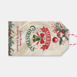 Etiqueta Para Presente Red and Green Holly Holiday Gift Tag