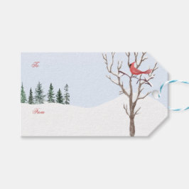 Etiqueta Para Presente Red Cardinal Bird Winter Snow Christmas Gift Tag
