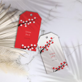 Etiqueta Para Presente Red Cherry Blossom Themed Wedding