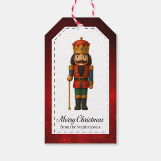 Etiqueta Para Presente Red & Gold Nutcracker Merry Christmas Gift Tag