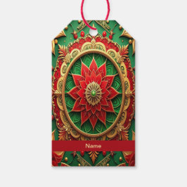 Etiqueta Para Presente Red Green Decorative Holiday Gift Tag