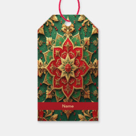 Etiqueta Para Presente Red Green Decorative Holiday Gift Tag