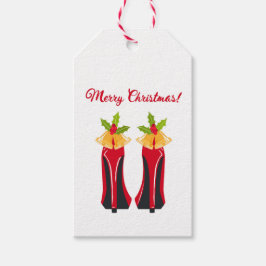 Etiqueta Para Presente Red High Heels com Sinos de Natal