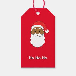 Etiqueta Para Presente Red Ho Ho Ho African American Santa Claus Family