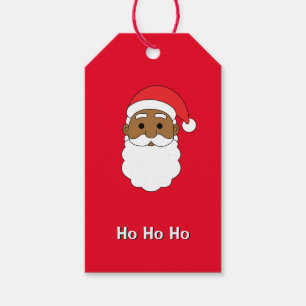 Etiqueta Para Presente Red Ho Ho Ho African American Santa Claus Family