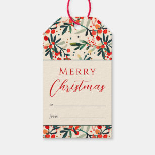 Etiqueta Para Presente Red Holly Berries Moderno Feliz Natal