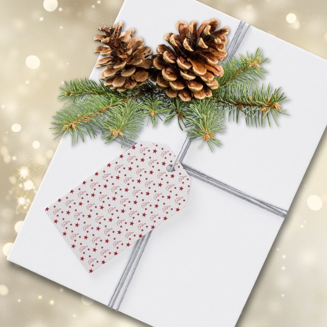 Etiqueta Para Presente Red Merry Christmas Stars (Criador carregado)