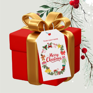 Etiqueta Para Presente Red Merry Natal seu negócio de logotipos