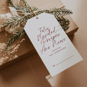 Etiqueta Para Presente Red Minimalist Modern Script Feliz Navidad