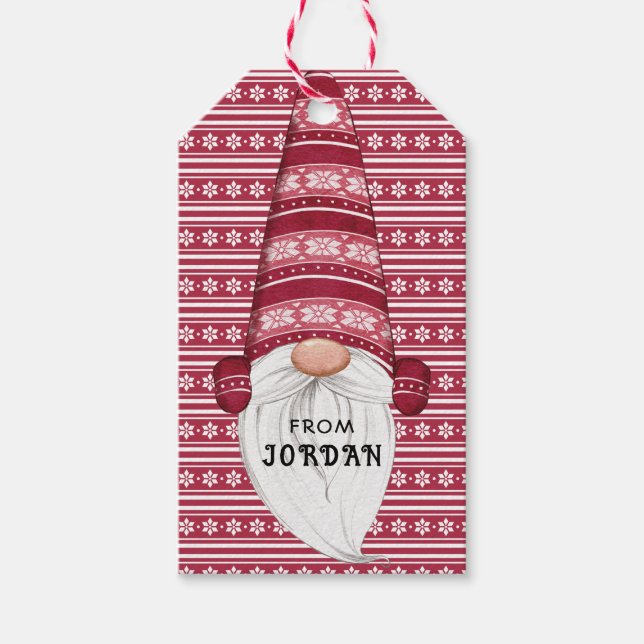 Etiqueta Para Presente Red Nordic Gnome Personalizado (Frente)