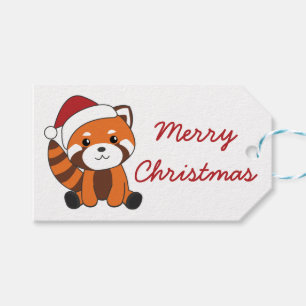 Etiqueta Para Presente Red Panda Christmas Snow Animais de inverno Pandas