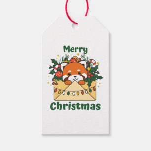 Etiqueta Para Presente Red Panda - Letra de Natal dos Animais de inverno