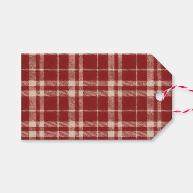 Etiqueta Para Presente Red Plaid (Frente (horizontal))