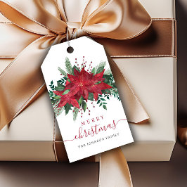 Etiqueta Para Presente Red Poinsettia - Script Floral Natal
