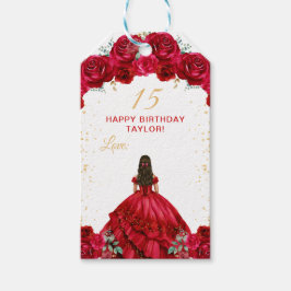 Etiqueta Para Presente Red Princess Quinceañera Happy Birthday